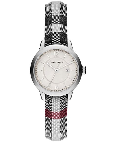 Women's Swiss Stone Check Fabric Strap Watch 32mm 